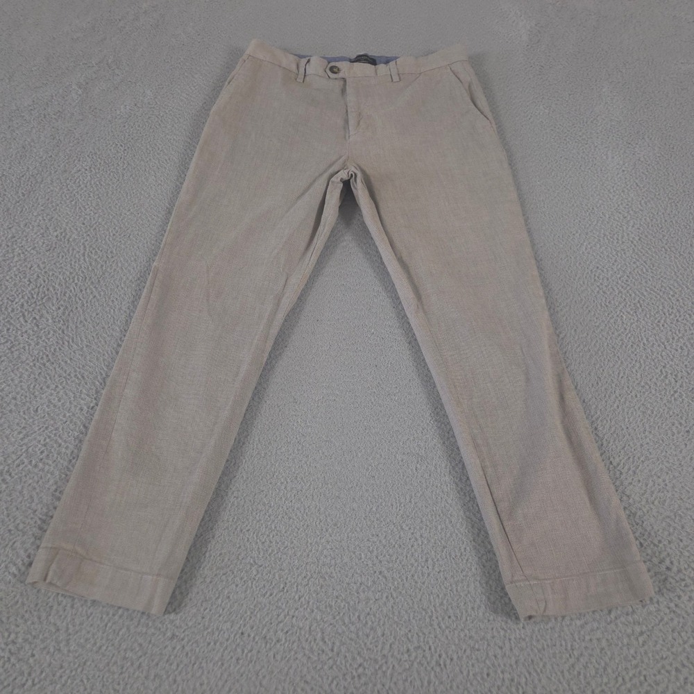 Banana Republic Pants Men 34x30 Tan Grayson Houndstooth Slim Tapered Leg Stretch